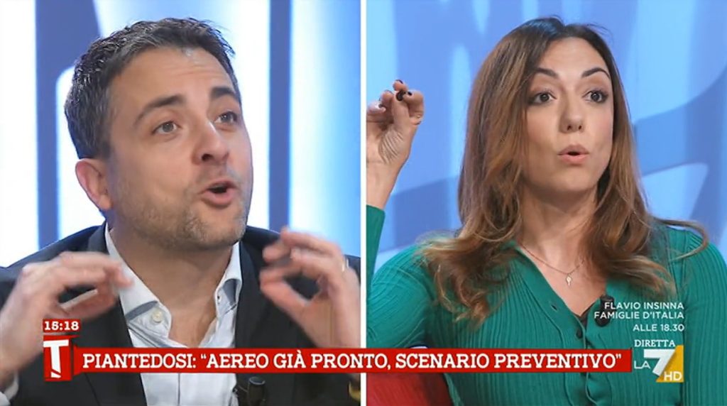 La deputata di Fratelli d’Italia ‘abbaia’ in diretta a Tagadà