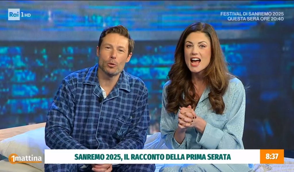 Ossini e Ferolla in pigiama e pantofole a Unomattina