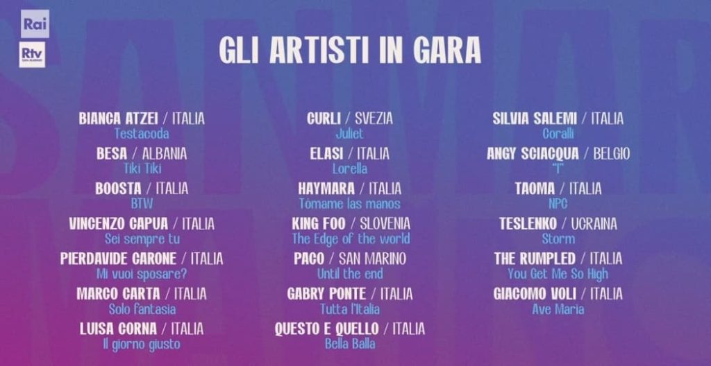 Il cast di San Marino Song Contest 2025
