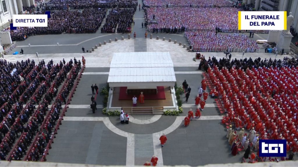 Ascolti TV | Sabato 26 Aprile 2025. Funerali Papa Francesco: vola Rai1 al 43.4%, Canale5 17.7%, La7 5.9%