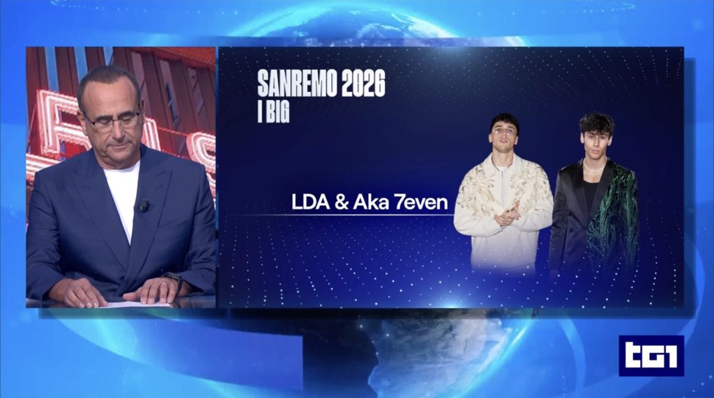 Sanremo 2026, il TG1 sbaglia la foto di Aka 7even. Ecco chi c’era al suo posto