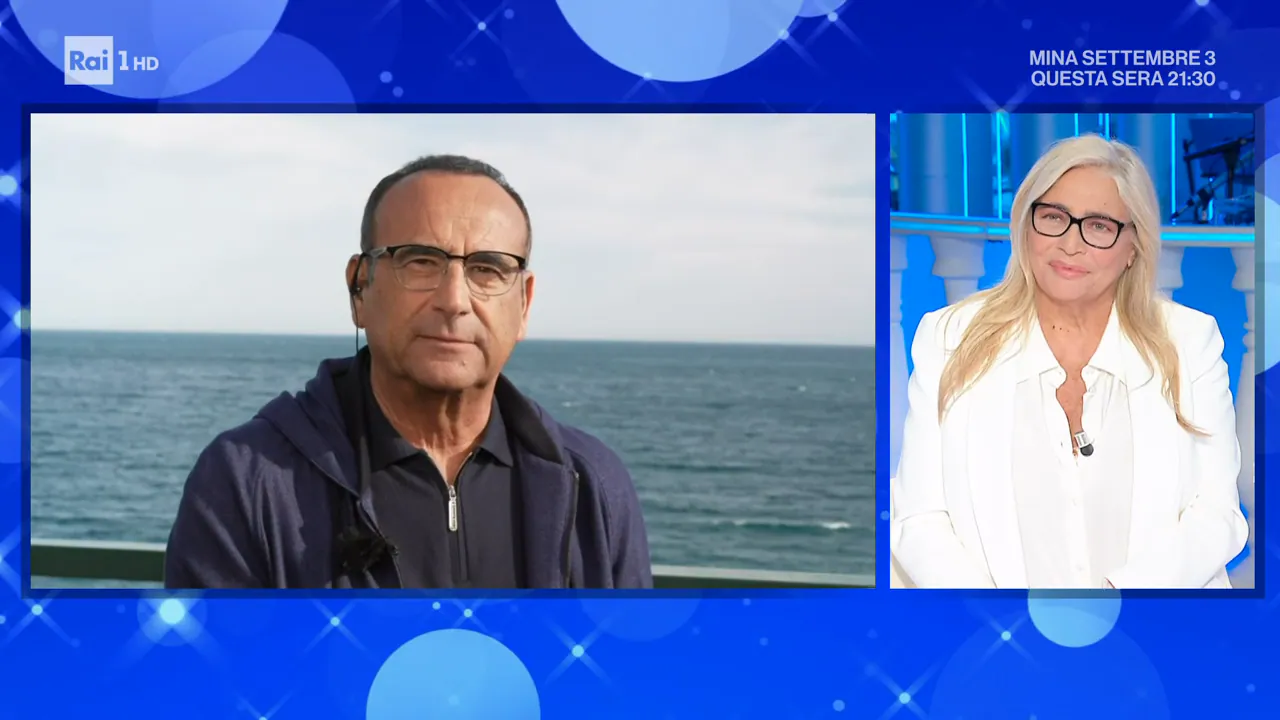 Domenica In, Carlo Conti in collegamento da Sanremo per un nuovo annuncio sul Festival