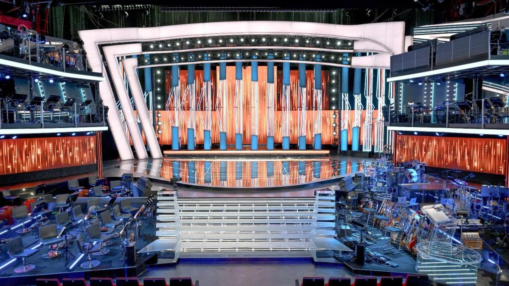 La scenografia di Sanremo 2026