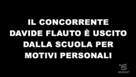 AMICI: DAVIDE FLAUTO E’ USCITO DALLA SCUOLA PER MOTIVI PERSONALI