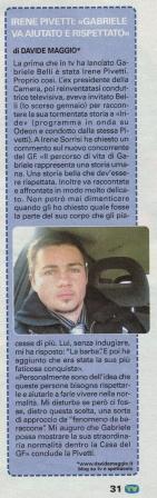 IRENE PIVETTI: “GABRIELE VA AIUTATO E RISPETTATO”