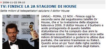 Ansa Dr House @ Davide Maggio .it
