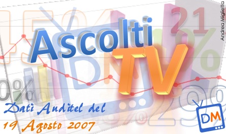 ASCOLTI TV : DATI AUDITEL del 19 AGOSTO 2007