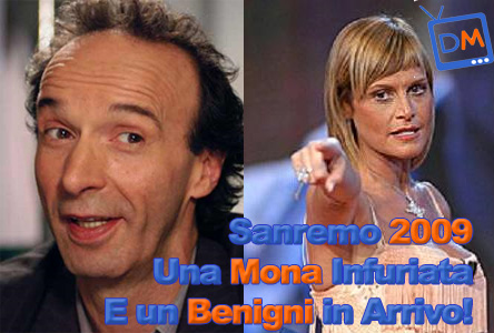 SANREMO 2009: DE FILIPPI UNICA CERTEZZA TRA UNA BELLUCCI IN BILICO, UN BENIGNI NEW ENTRY E UNA MONA FURIOSA