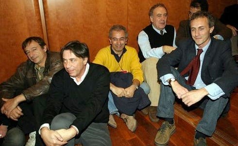 Carlo Freccero con Michele Santoro, Marco Travaglio e Gad Lerner