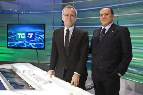 Enrico Mentana e Silvio Berlusconi