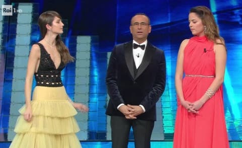 Festival di Sanremo 2017 - Carlo Conti con Annabelle Belmondo e Anouchka Delon