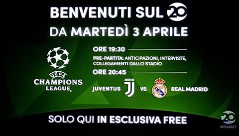 Juventus-Real Madrid sul 20