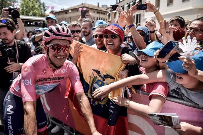 Richard Carapaz, vincitore del Giro d'Italia 2019 (da Facebook)
