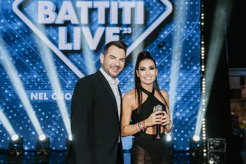 Alan Palmieri ed Elisabetta Gregoraci - Battiti Live 2023 (foto US Mediaset)