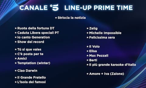 canale 5 line up